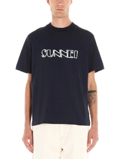 Sunnei Logo Patch T-shirt In Blue