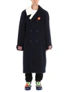 Off-white Double Breasted Midi Coat In Blue