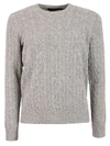 Ralph Lauren Cashmere Cable Knit Sweater In Grey