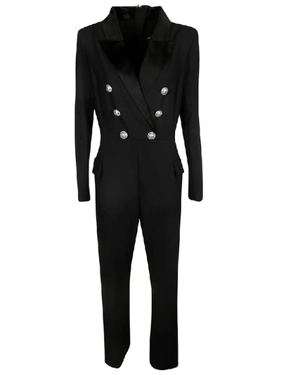 Balmain Double Breasted Back Zipped Jumpsuit In Black