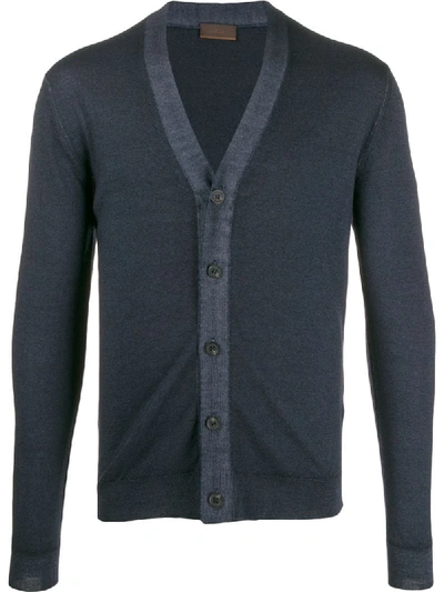 Altea Contrast Trim Cardigan In Blue