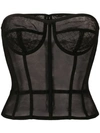 Dolce & Gabbana Sheer Cotton Stretch Tulle Corset In Black