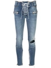 BEN TAVERNITI UNRAVEL PROJECT LACE-UP MID-RISE SKINNY JEANS