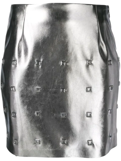 Pinko 金属感铆钉短款半身裙 In Silver