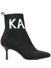KARL LAGERFELD PANDORA KNIT COLLAR ANKLE BOOTS