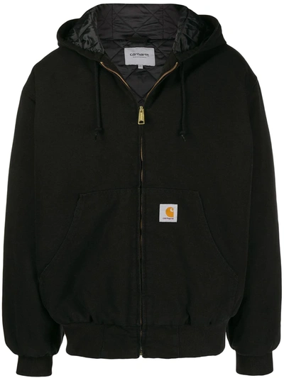 Carhartt Logo Patch Zip-up Jacket In Black