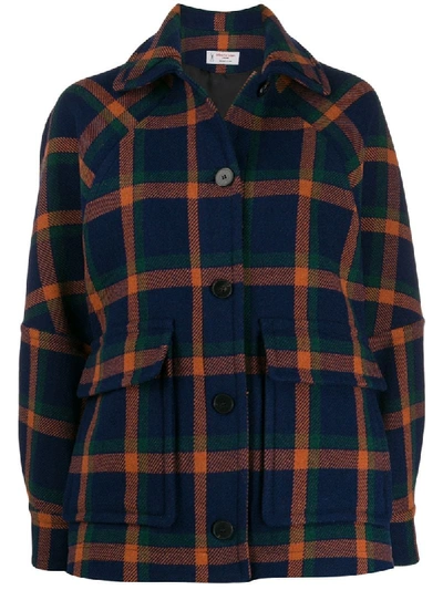 Alberto Biani Plaid Short Jacket In 83 Bluette