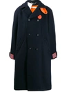 Off-white Double Breasted Midi Coat In Blue