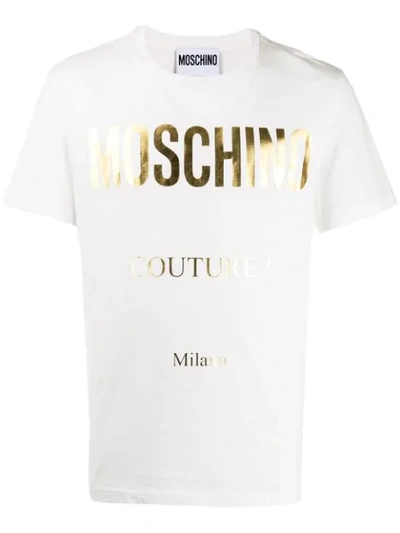 Moschino 反光效果logo T恤 In White