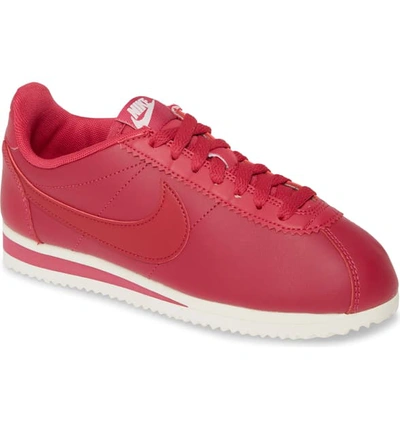 Nike Classic Cortez Sneaker In Wild Cherry/ Red/ White