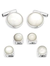 Cufflinks, Inc Ox & Bull Trading Co. 6-piece Sterling Silver & Mother-of-pearl Cufflinks & Studs Set In White