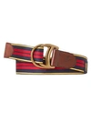 Polo Ralph Lauren D-ring Striped & Leather Belt In Navy Blue Red