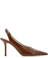 JIMMY CHOO JIMMY CHOO IVY 85 CROC EFFECT SLINGBACK PUMPS