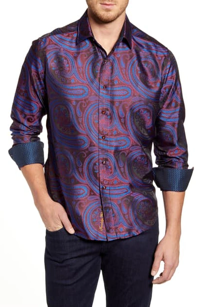 Robert Graham Men's Paisley Park Patterned Sport Shirt With Contrast Detail In Multi