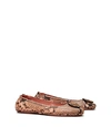 Tory Burch Minnie Snakeskin-embossed Leather Ballet Flats In Pink