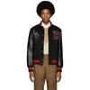 BURBERRY BURBERRY BLACK WOOL AND LEATHER PADFIELD BOMBER JACKET