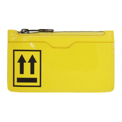 Off-white Yellow And Black Patent Card Wallet In Yellow/blk