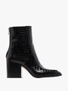 AEYDE AEYDE BLACK LIDIA MOCK CROC LEATHER ANKLE BOOTS,LIDIACROCPRINT14031105