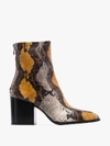 Aeyde Lidia Snake-effect Leather Ankle Boots In Brown