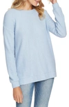 1.state Lattice V-back Waffle Weave Sweater In Cashmere Blue