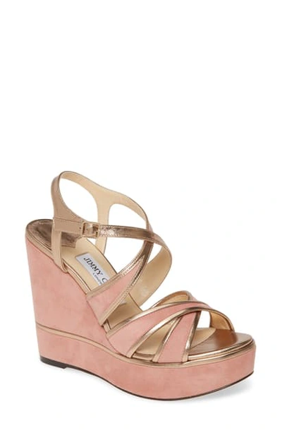 Jimmy Choo Alissa Platform Wedge In Blush/ Gold