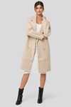 ADORABLE CARO X NA-KD Long Double Breasted Coat Beige