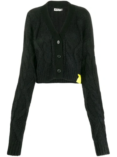 Aalto Cropped Knit Cardigan In Black