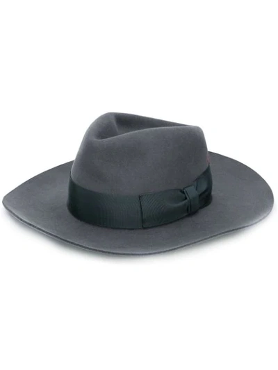 Super Duper Hats Greatful Ribbon Fedora Hat In Grey