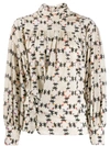 ISABEL MARANT COWL NECK GEOMETRIC PRINT BLOUSE