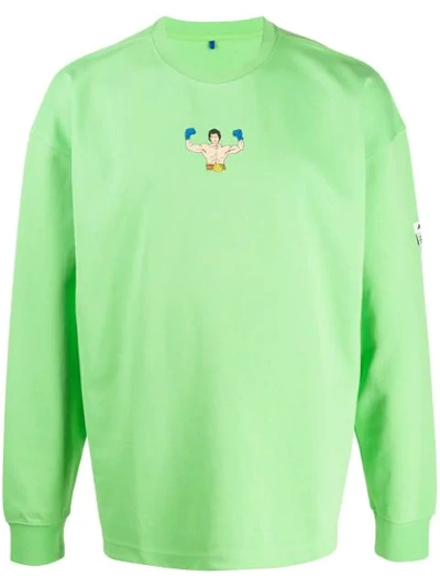 Ader Error Boxer Print Oversized Sweatshirt In Neon Green