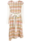 LOEWE CHECKED BELTED DRESS