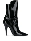 SAINT LAURENT POINTED PATENT 110MM BOOTS