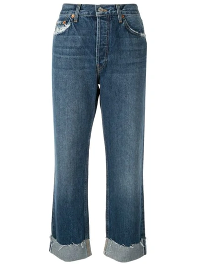 Re/done 90s Loose Distressed Low-rise Straight-leg Jeans In Royal Indigo