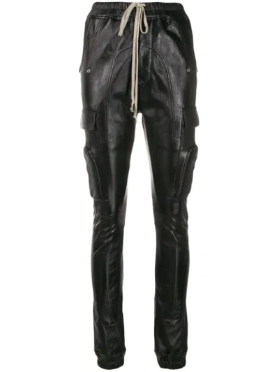 Rick Owens Stitched Panel Tapered Trousers In Black