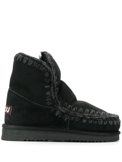 Mou 20mm Eskimo 18 Metallic Shearling Boots In Black