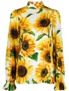 DOLCE & GABBANA SUNFLOWER PRINT HIGH NECK BLOUSE