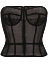 Dolce & Gabbana Sheer Cotton Stretch Tulle Corset In Black