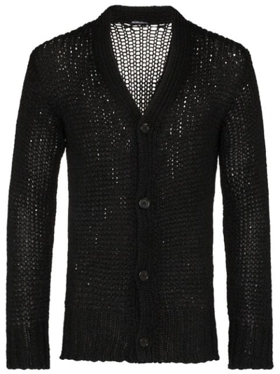 Ann Demeulemeester Knitted Wool Cardigan In Black