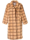 BAUM UND PFERDGARTEN DEMETRIA CHECKED FAUX FUR COAT