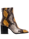 Aeyde Lidia Snake-effect Leather Ankle Boots In Brown