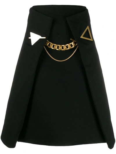 Bottega Veneta Folded Chain Belt Cashmere A-line Skirt In Black