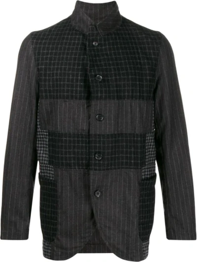 Comme Des Garçons Shirt Patchwork Checked Blazer In Black