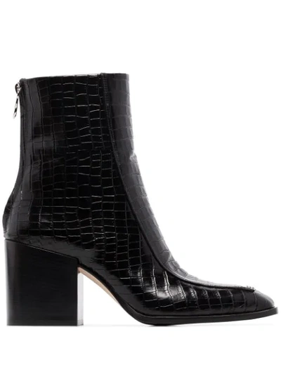 Aeyde Lidia Crocodile-effect Ankle Boots In Croc Print