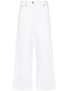 Jacquemus Cropped Wide Leg Cotton Denim Jeans In 70100 White