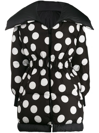 Dolce & Gabbana Oversized Polka Dot Print Coat In Black