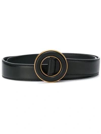 Saint Laurent Circle Buckle Adjustable Belt In Black