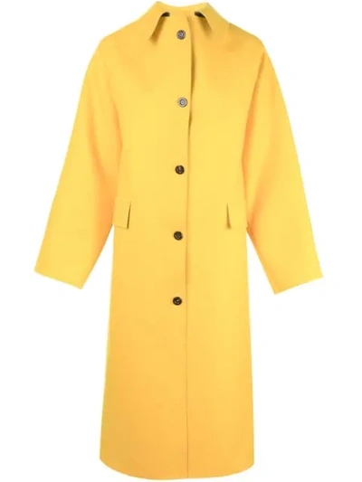 Kassl Editions Single Breasted Coat In Grey & Yellow