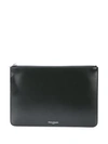 Maison Margiela Smooth And Crocodile-embossed Leather Pouch In Black