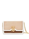 BURBERRY MINI SUEDE AND TWO-TONE LEATHER SHOULDER BAG