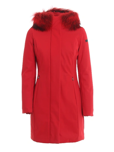 Rrd Winter Long Lady Fur Padded Coat In Red